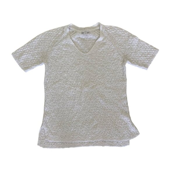 J Jill Knit Top XS White Short Sleeve Cotton Blend Casual Basic - Picture 1 of 4